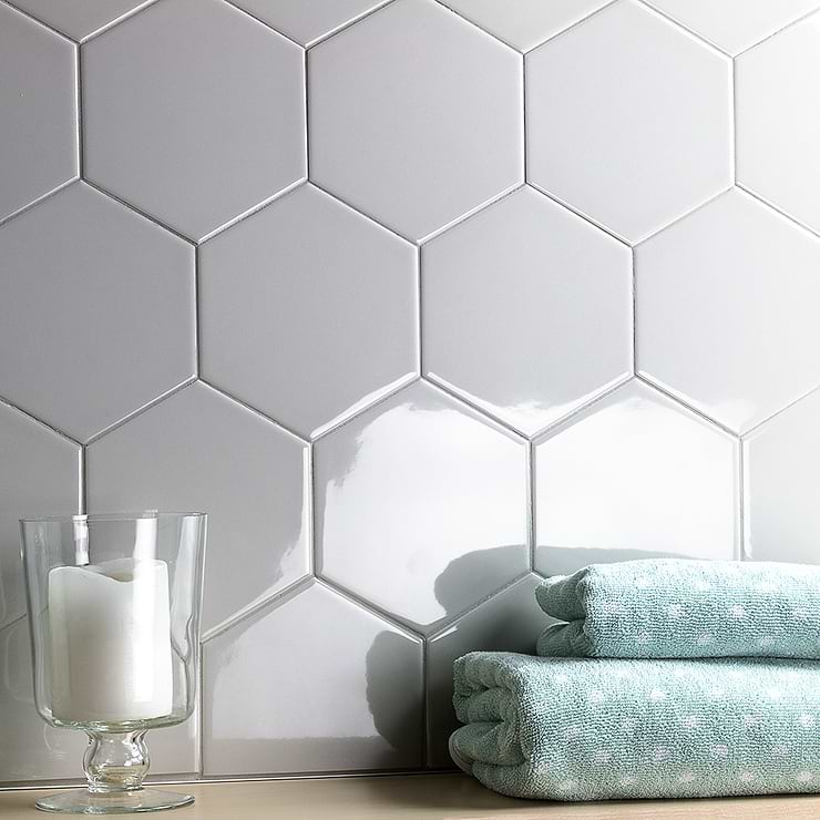 Exagoni Puro Perla Brillo Hexagon Ceramic Tile