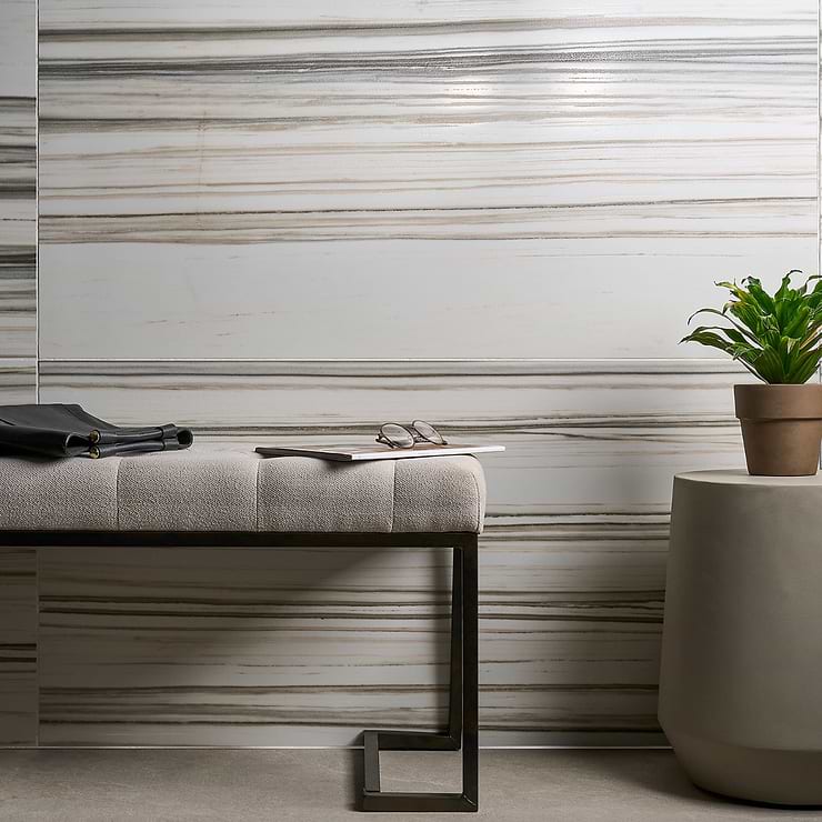 Romani Zebrino Brown and White 24x48 Marble Look Satin Porcelain Tile