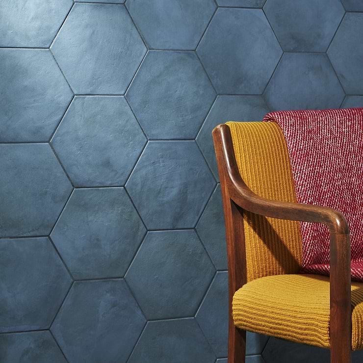 Ava Blue Ocean 8" Hexagon Matte Porcelain Tile