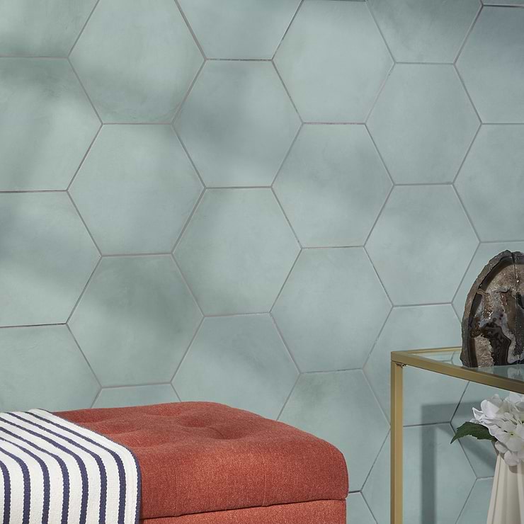 Ava Green Cielo 8" Hexagon Matte Porcelain Tile