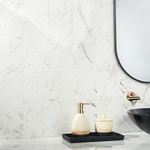 DreamStone Statuario Venato 2x8 Chevron Polished Porcelain Mosaic