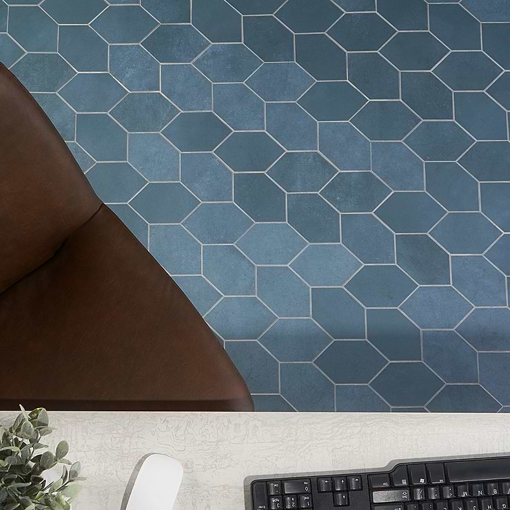 Bond Indio Blue Foliage Matte Porcelain Mosaic Tile