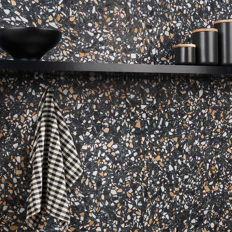 Terrazzo Italy Cava Notte Black 24x24 Honed Marble Tile