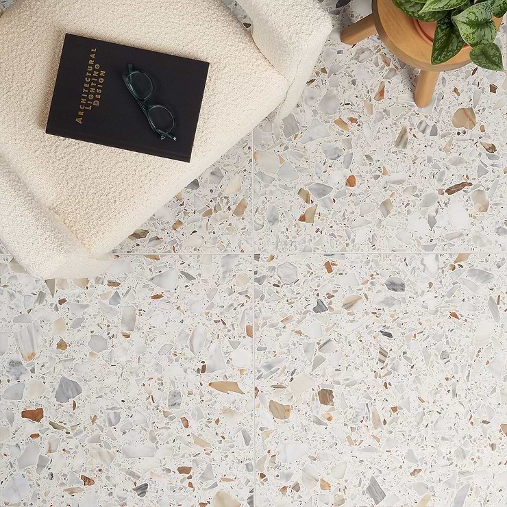 Terrazzo Italy Sacra Calacatta White 24x24 Honed Terrazzo Tile