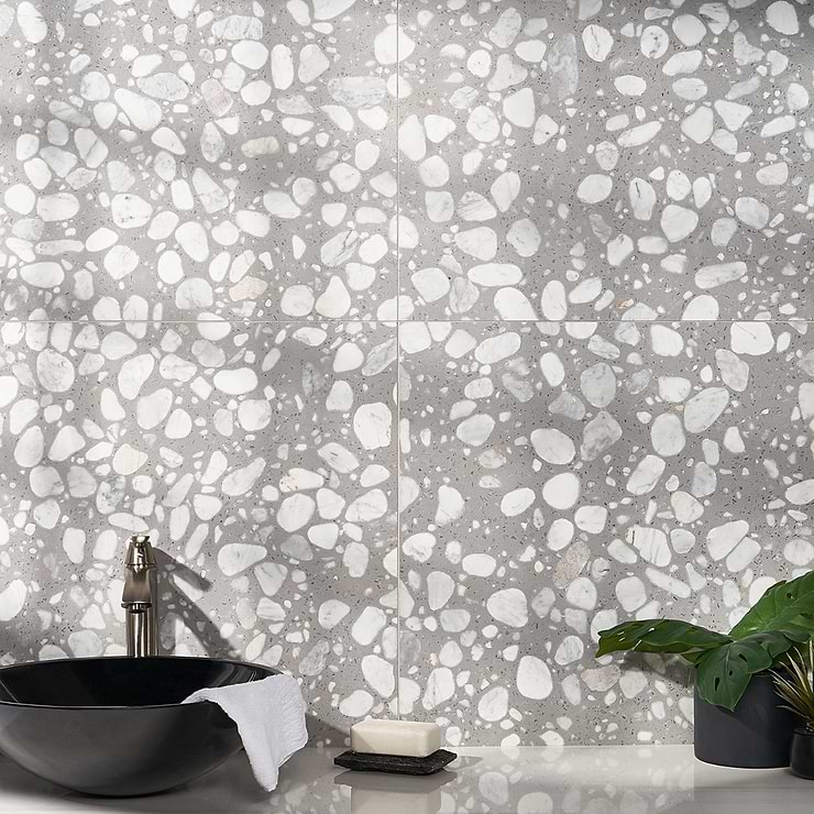 Terrazzo Italy Sacra Grigio Gray 24x24 Honed Terrazzo Tile