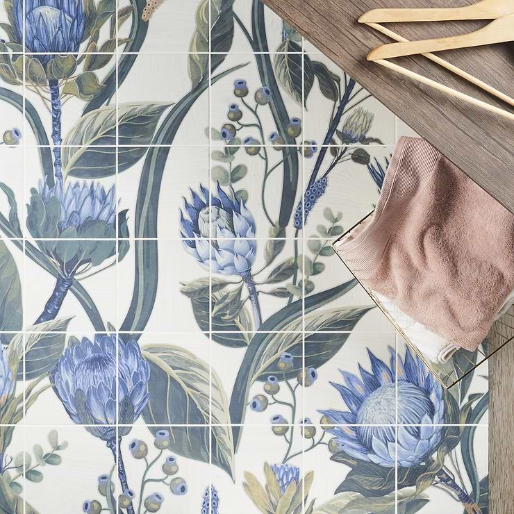 Angela Harris Wilder Protea Leaves Mural 8x8 Matte Porcelain Tile