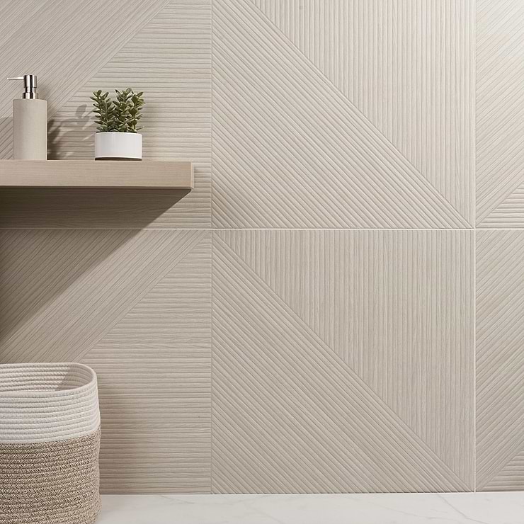 Enso Ash Beige 24x48 Ribbed Matte Porcelain Wood Look Tile