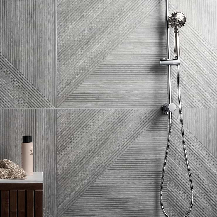 Enso Gray 24x48 Ribbed Matte Porcelain Wood Look Tile