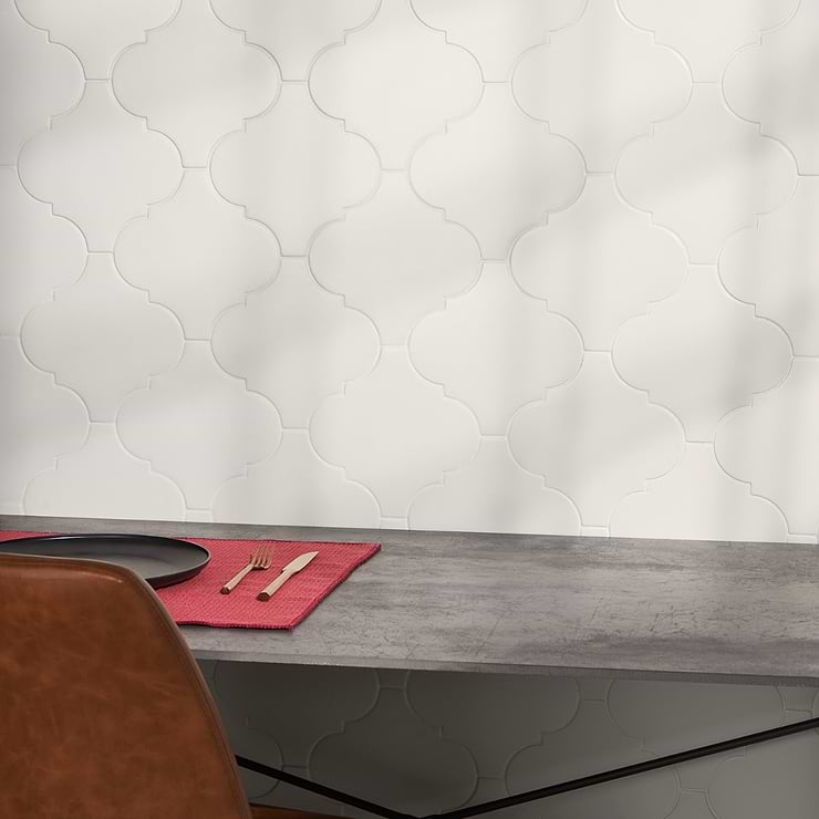 Zeal Arabesque White 8x8 Matte Porcelain Tile