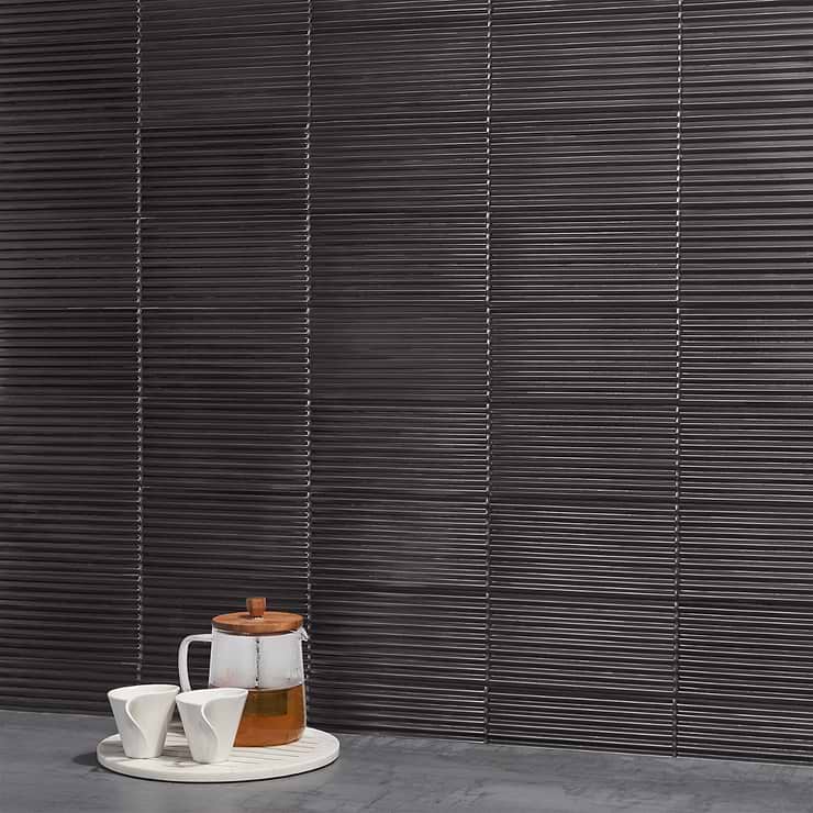 Zeal Linear 3D Gunmetal Gray 5x10 Glazed Porcelain Tile