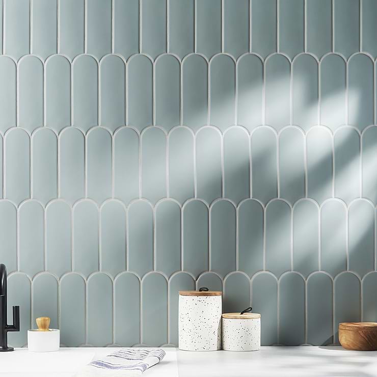 Parry Marine Blue 3x8 Fishscale Matte Ceramic Wall Tile
