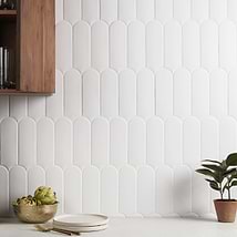 Parry White 3x8 Fishscale Matte Ceramic Wall Tile