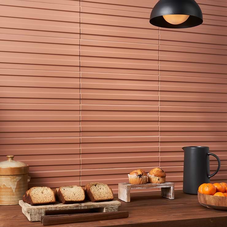 Bariano Terracotta 6x16 Fluted 3D Matte Porcelain Tile