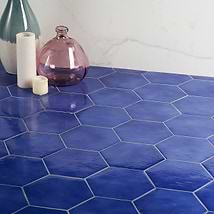 Cavallo Poseidon Blue 7" Hexagon Glossy Porcelain Tile