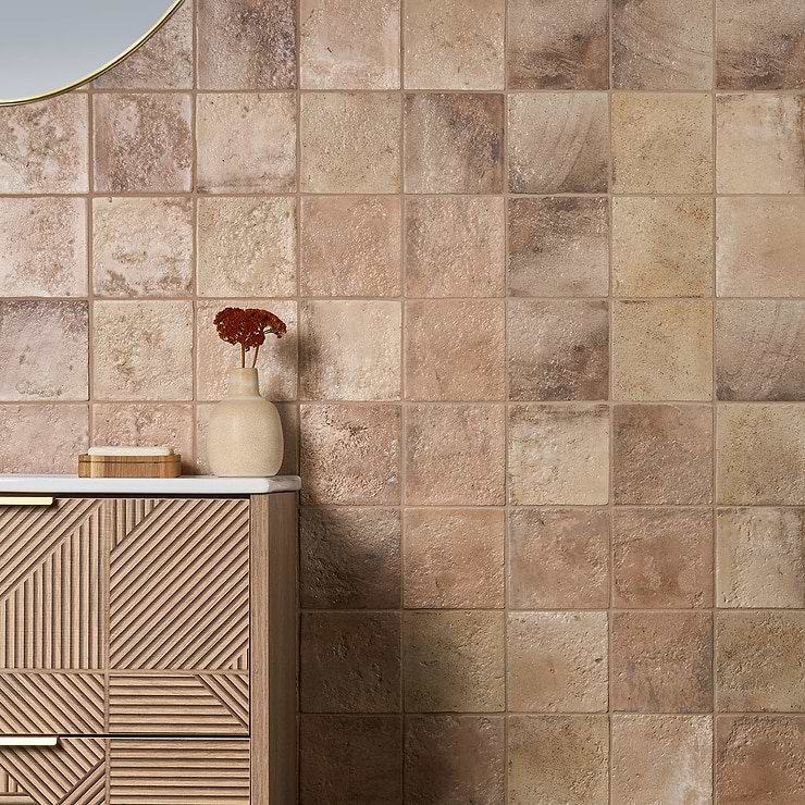 Navari Terra Cream 5x5 Textured Matte Ceramic Tile