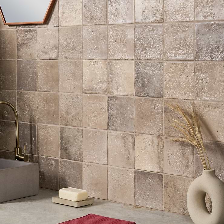 Navari Taupe 5x5 Textured Matte Ceramic Tile
