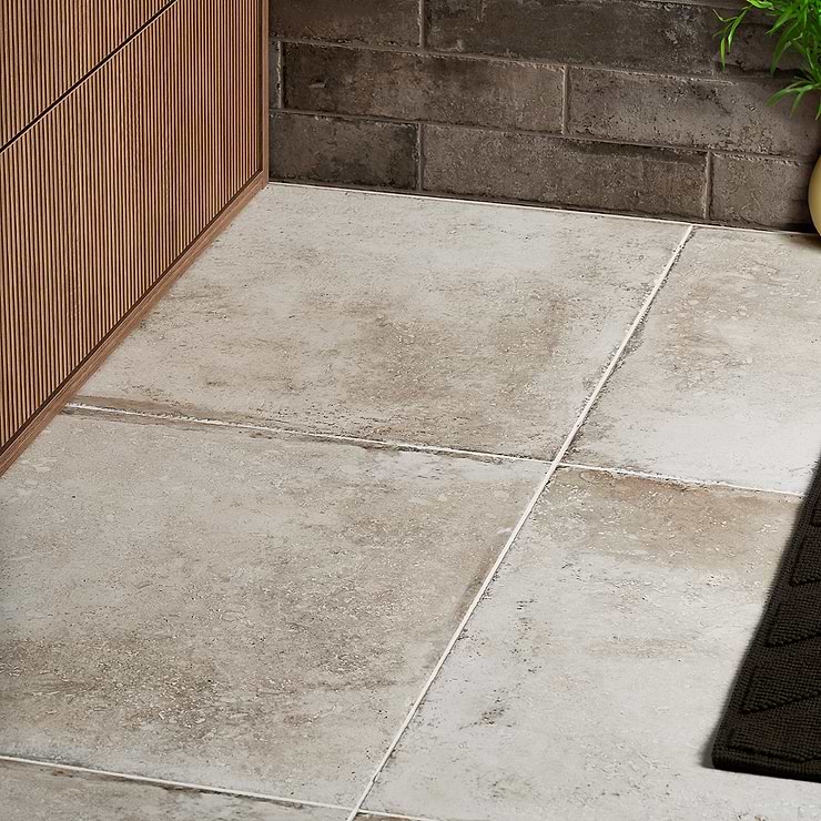 Seville Olimpia White 24x24 Travertine Look Matte Porcelain Tile
