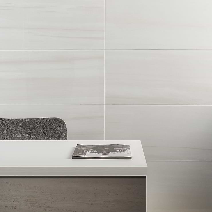 Minera Dolomite Warm White 12x24 Marble Look Polished Porcelain Tile