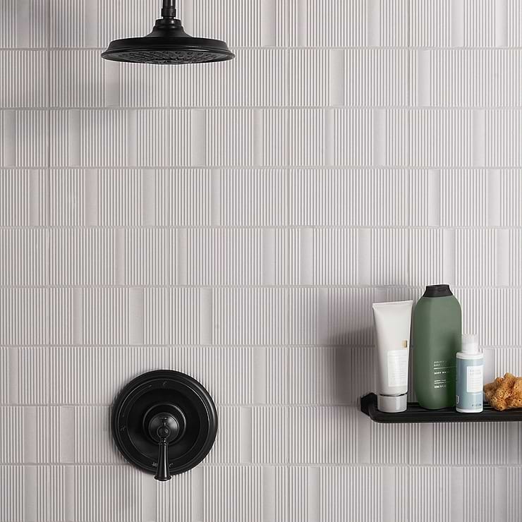 Division Silver 8x16 Fluted 3D Matte Ceramic Wall Tile