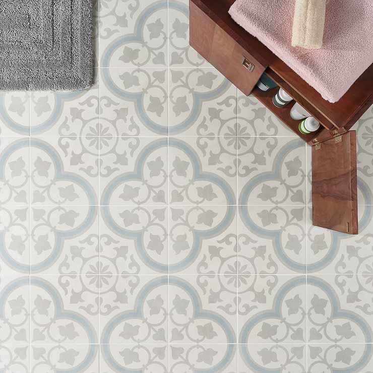 Lapaz Silver Ornate 9x9 Matte Porcelain Tile