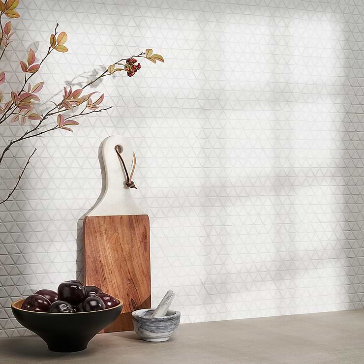 Aspekt White Jade Honed Marble Mosaic Tile