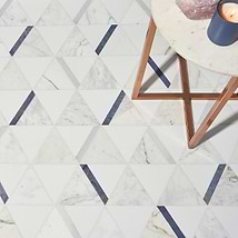 Tres Calacatta Azul 6x7 Polished Marble Mosaic Tile