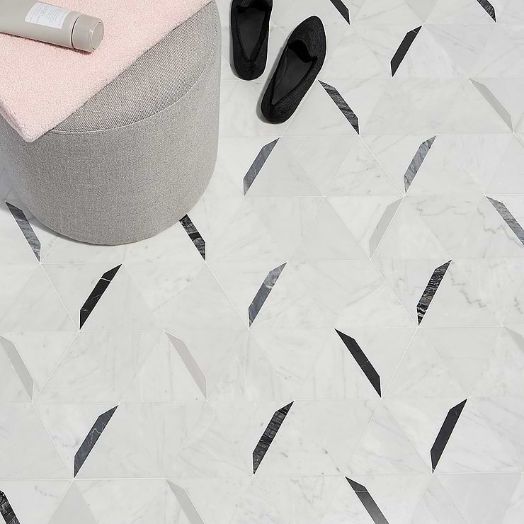 Tres Grigio Polished Marble Mosaic Tile