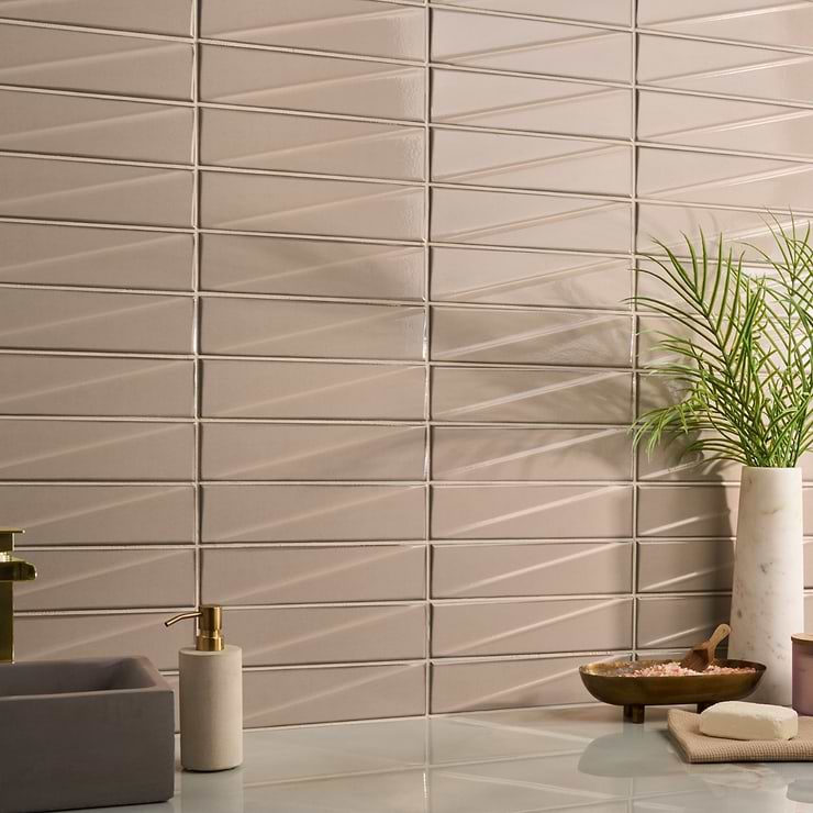 Axelle Dune Beige 3x12 3D Glossy Ceramic Subway Tile