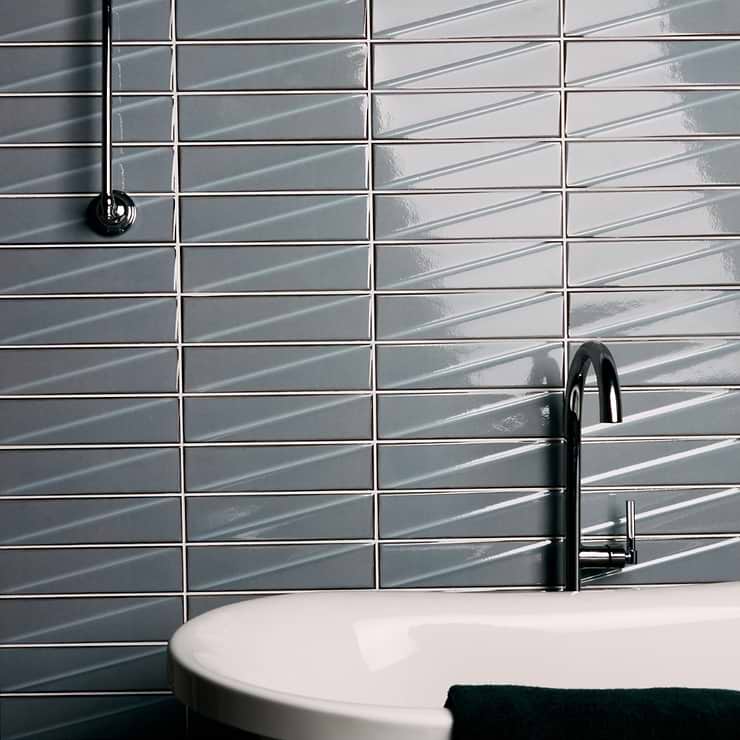 Axelle Misty Gray 3x12 3D Glossy Ceramic Subway Tile