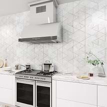 Verin Carrara Polished Marble and Brass 6x6 Mosaic Tile