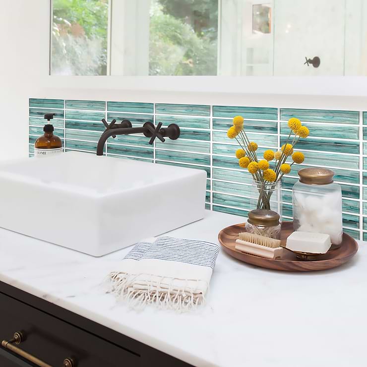 Maya Stacked Teal Mosaic Tile