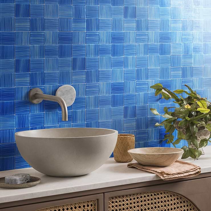 Bimini Azure 3x3 Polished Glass Mosaic