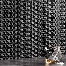 Sound Echo 3D Black Resin Mosaic Tile