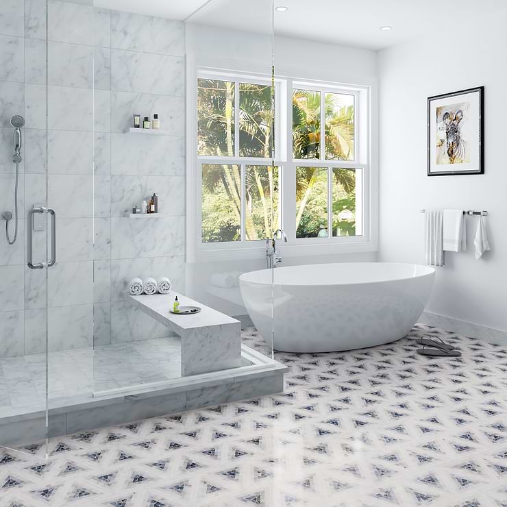 Ako Azul Blue 5" Triangle Marble Micro Mosaic Tile
