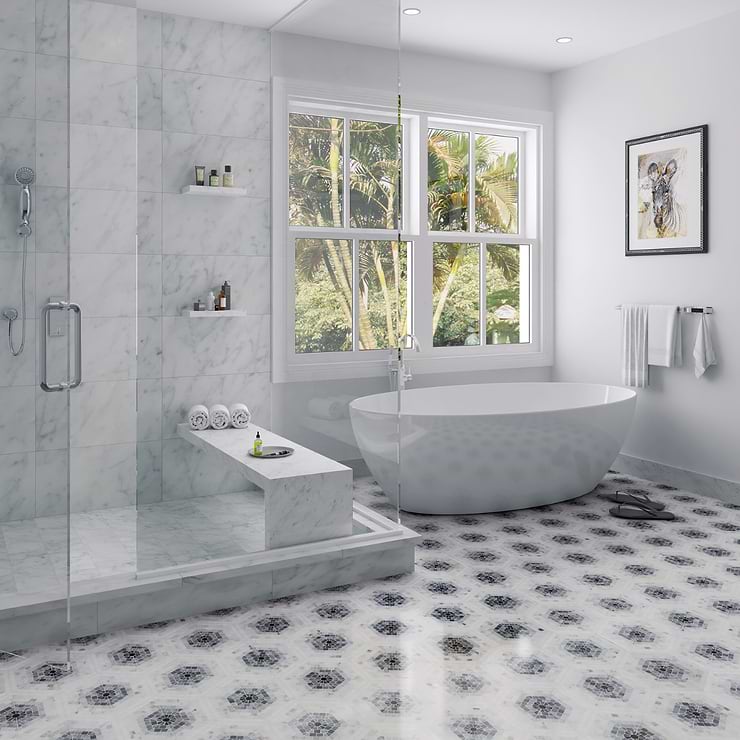 Ako Grigio Gray 6" Hexagon Marble Micro Mosaic Tile