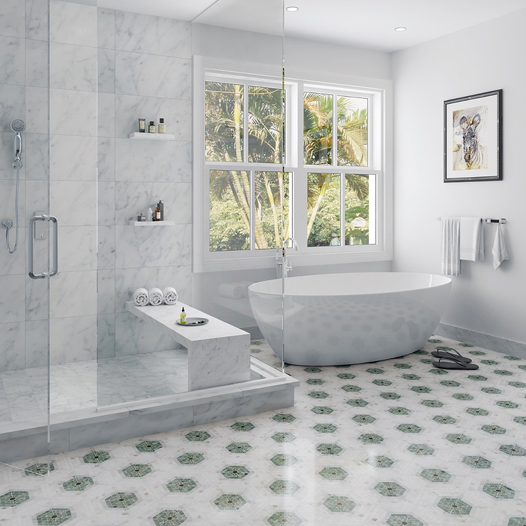 Ako Verde Green 6" Hexagon Marble Micro Mosaic Tile