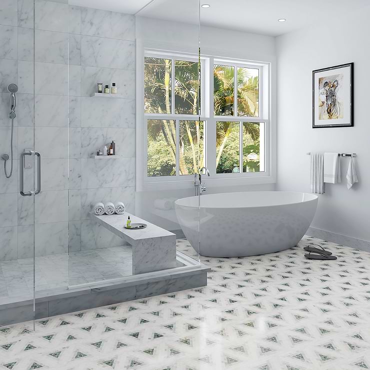 Ako Verde Green 5" Triangle Marble Micro Mosaic Tile