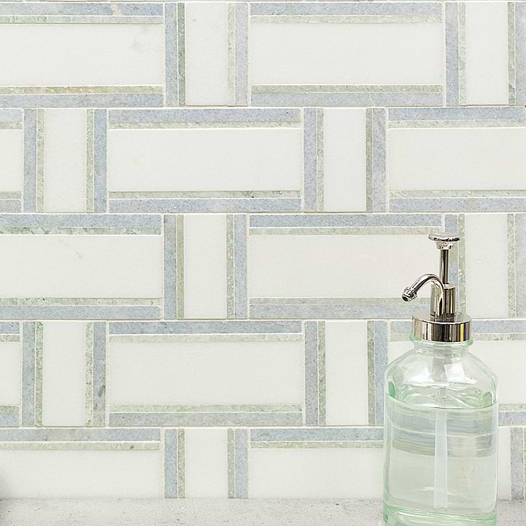 Esplanade Meadow Light Polished Marble Mosaic Tile