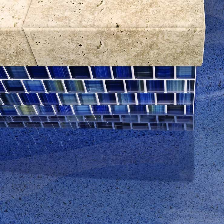 Watercolors Blue 1x1 Glass Mosaic