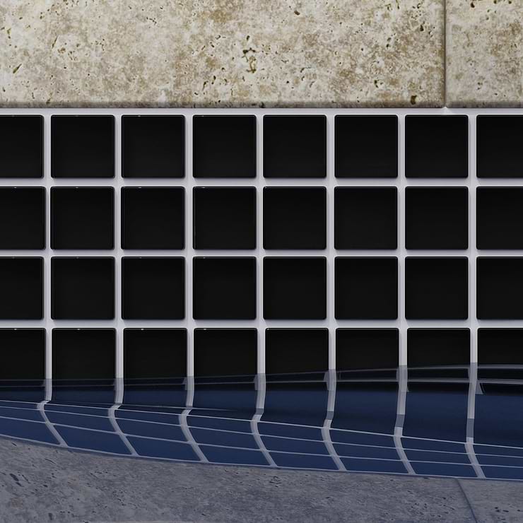 Watercolors Black 1x1 Glass Mosaic