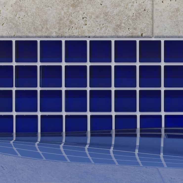 Watercolors Marine Blue 1x1 Glass Mosaic