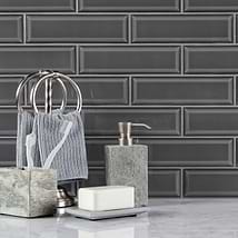 Astoria Beveled Midnight Gray 3x9 Glossy Ceramic Subway Tile