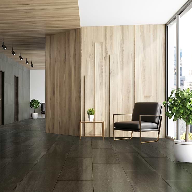 Karo Black 18x36 Matte Porcelain Tile