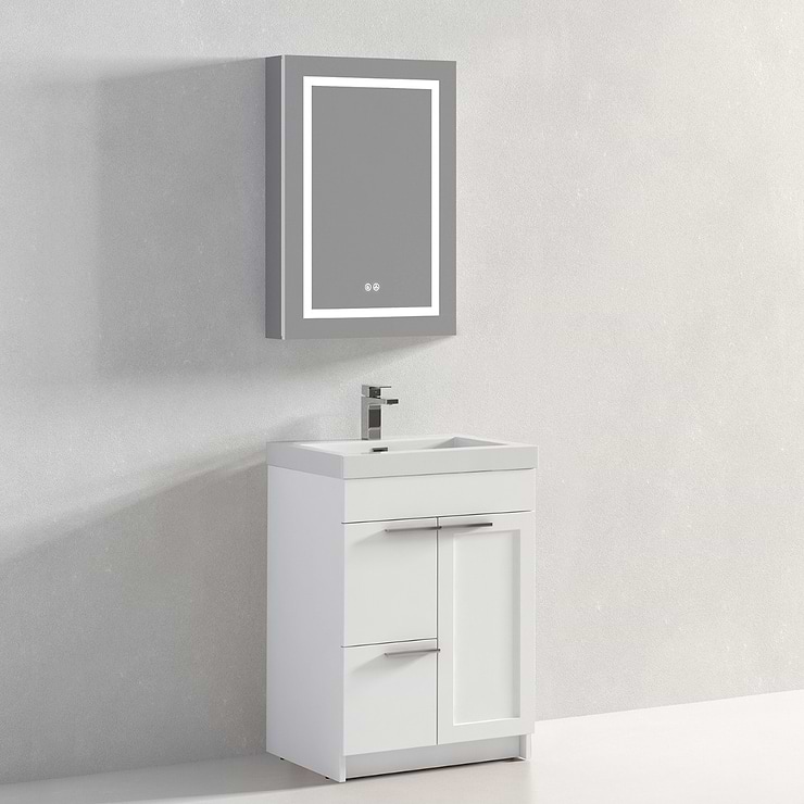 Mona White 24'' Vanity with Acrylic Counter