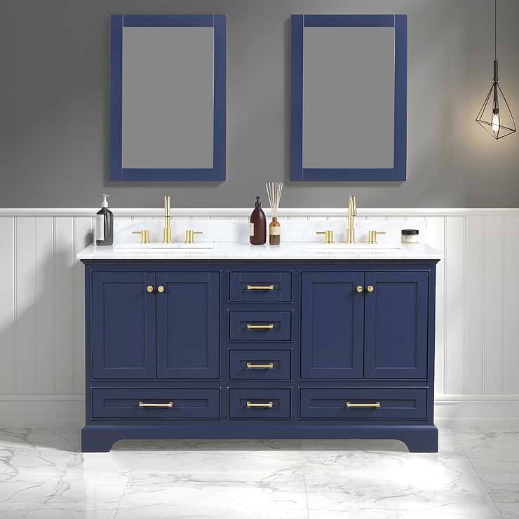Glendale 60'' Blue Vanity And Marble Counter