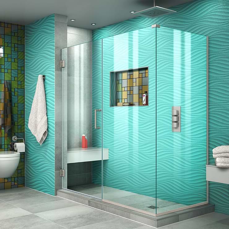 DreamLine Unidoor Plus 58-58x34.375x72" Reversible Hinged Enclosure Door with Clear Glass in Brushed Nickel