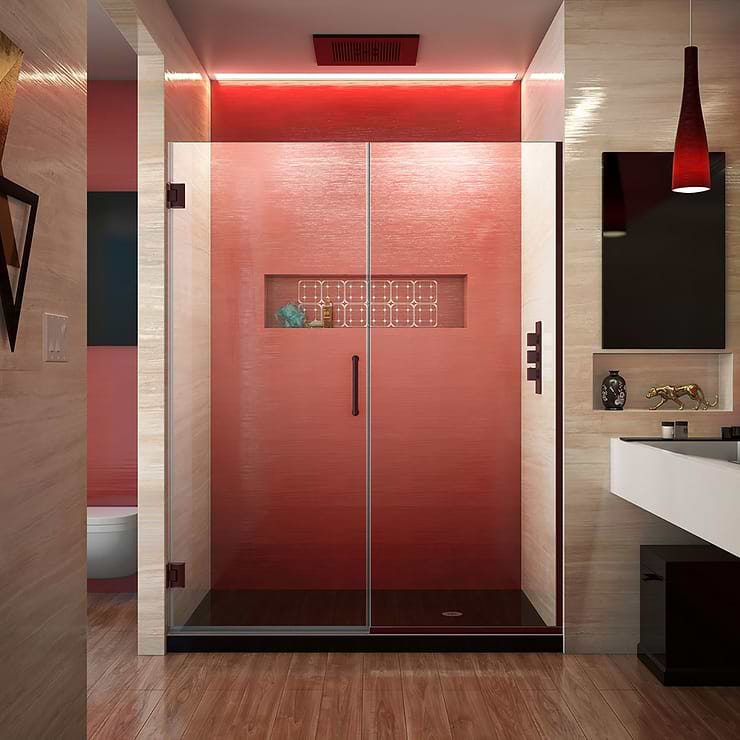 DreamLine Unidoor Plus 59.5-60x72" Reversible Hinged Shower Alcove Door with Clear Glass in Oil Rubbed Bronze