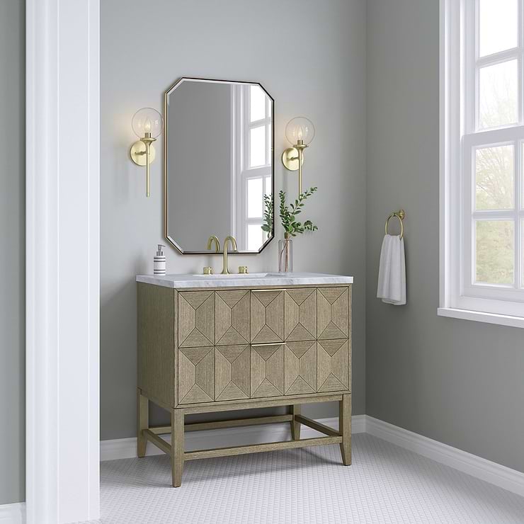 James Martin Vanities Rohe Champagne Brass 24x36" Octagonal Mirror