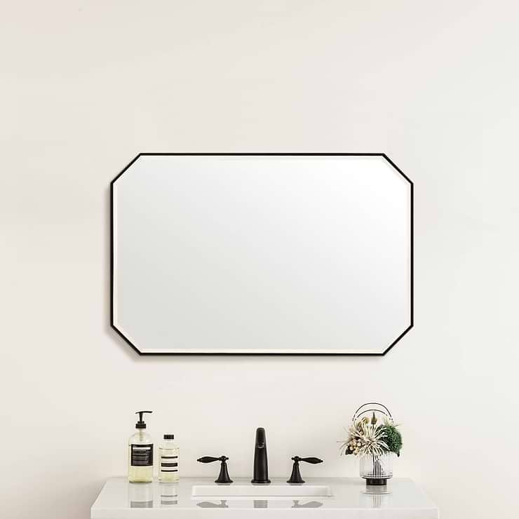 James Martin Vanities Rohe Matte Black 24x36" Octagonal Mirror