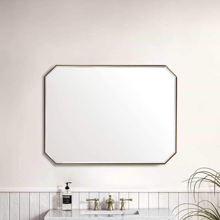 James Martin Vanities Rohe Champagne Brass 30x40" Octagonal Mirror